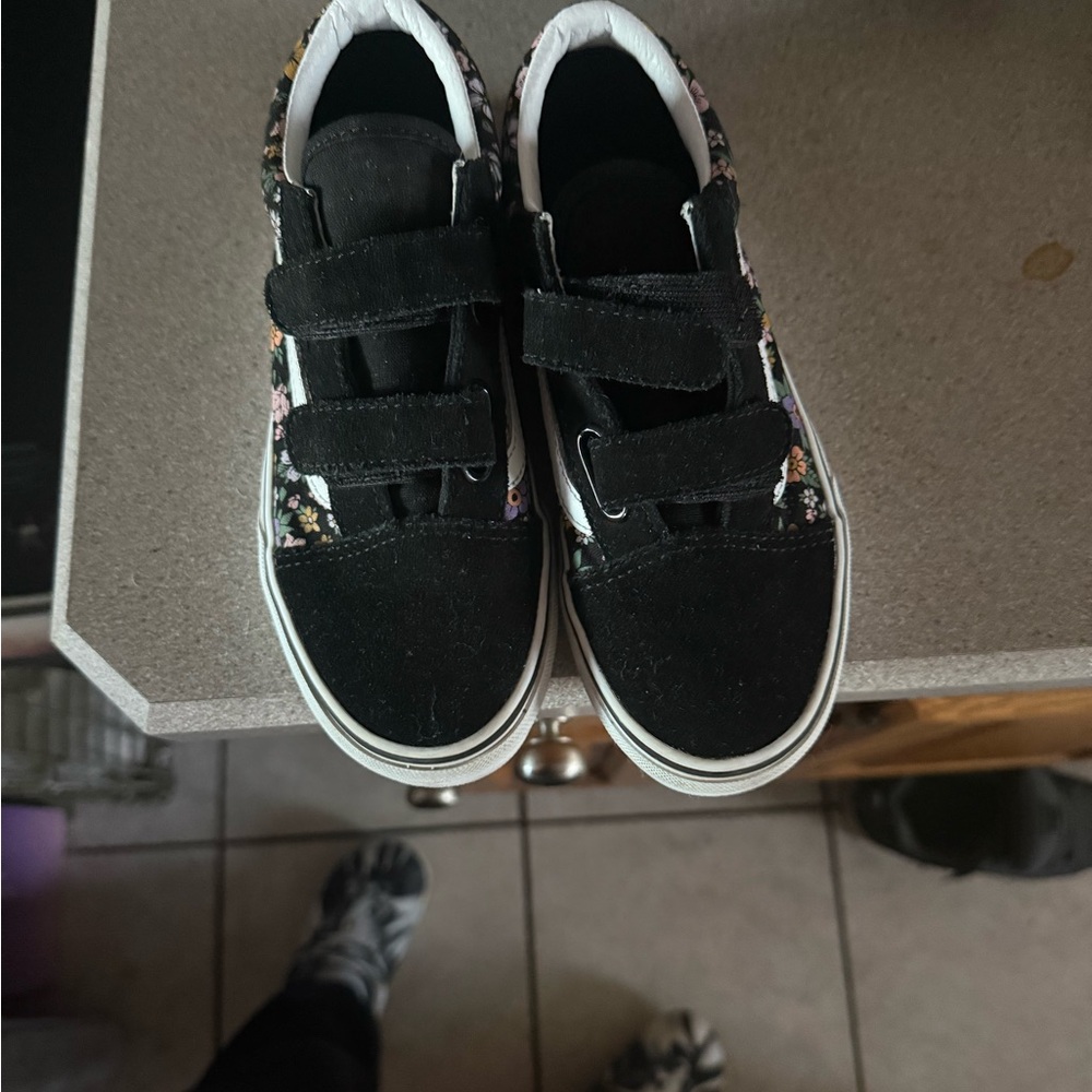 Vans Black Floral Kids Sneakers